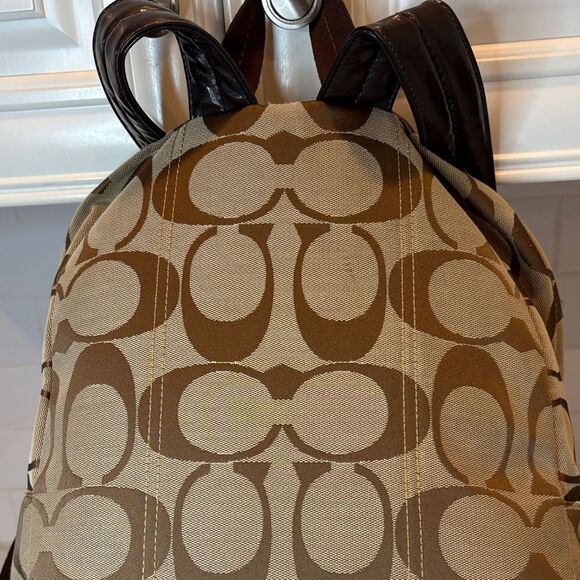 Coach Backpack Purse Vintage Jacquard Signature Logo Stripe Large Backpack - HTF main image 5